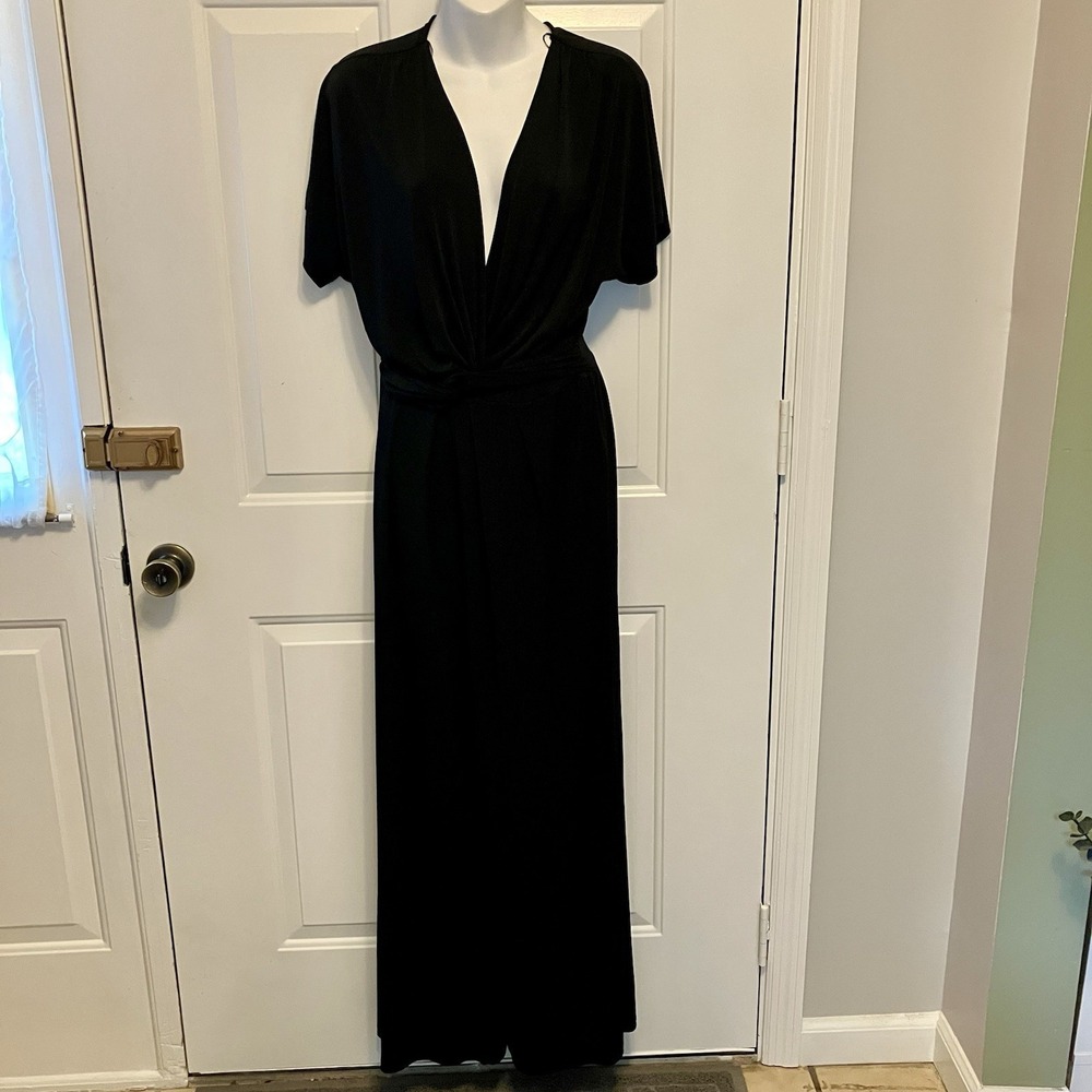 ASTR The Label Cross Front Black Wide Leg Jumpsuit Size Medium Women's